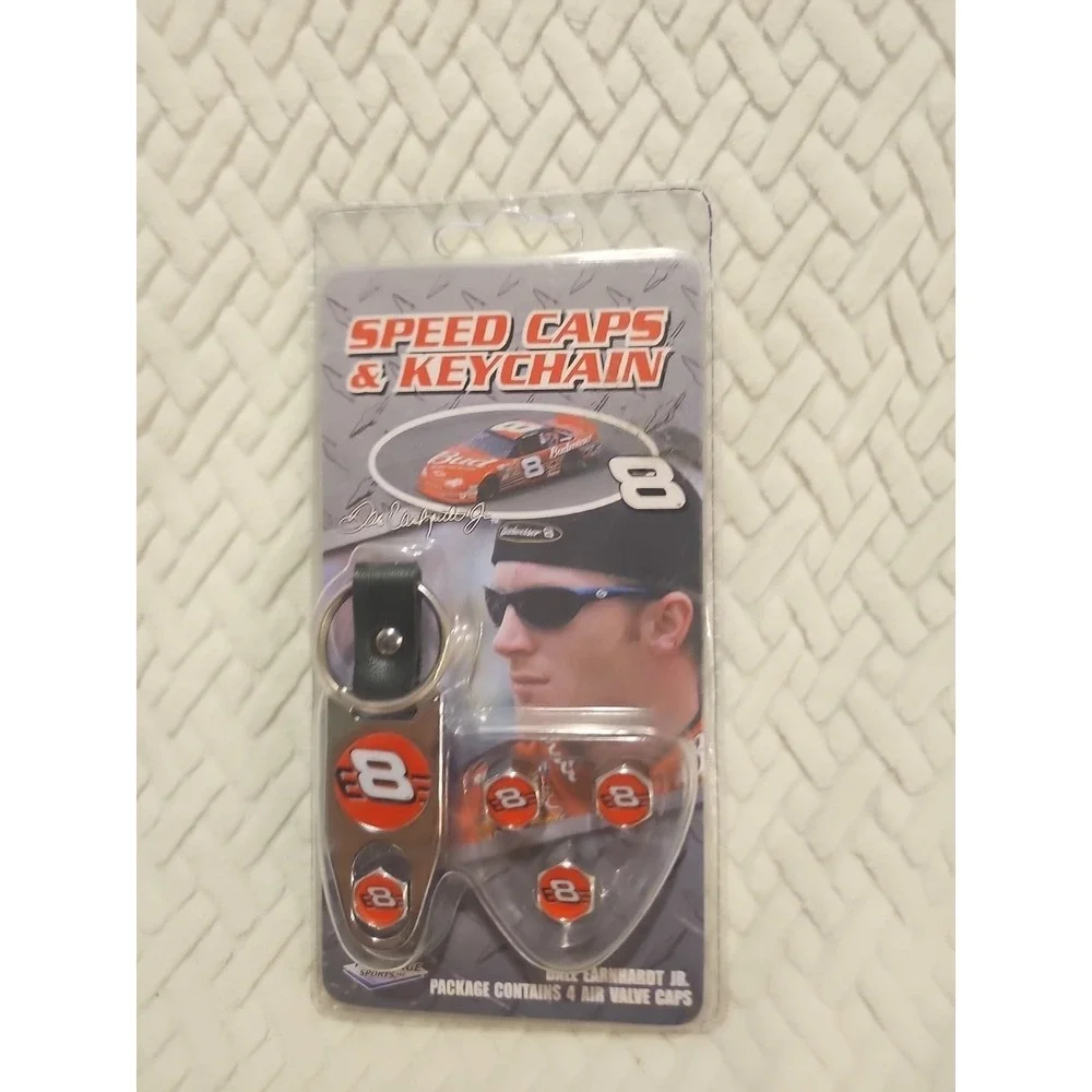 Dale Earnhardt Jr. Speed Air Valve Vaps and Keychain #8 Black Red‎ White